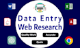 do data entry, web research and web scrapping