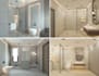 do interior kitchen and bathroom 2d drawing and 3d render