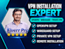 install open vpn, wireguard or private VPN anywhere