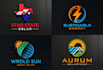do modern electrical solar panel, power and energy logo design