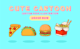 create a cute cartoon food illustration, flat design