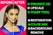 enhance, unblur, restoration, colorize, background remove photos