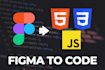convert figma to HTML CSS js, react, angular