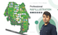 design a custom flat vector map illustration for business, events, or travel