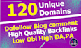 do 120 offpage SEO, linkbuilding, unique, blog comment