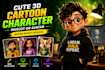 create cute 3d cartoon character mascot or avatar for your brand