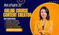 create online course for course curriculum creation