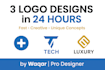 design 5 professional and modern logo concepts in 24 hours