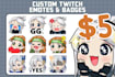 draw custom cute chibi twitch discord emotes or sticker for you
