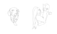 illustration with continuous line art 24 hours