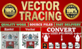 convert to vector tracing, raster to vectorize images, turn logo into vector art