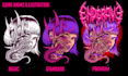 do original dark anime illustrations for tshirt design