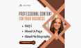 write professional faq, about us, and about me page