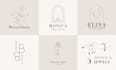 make hand drawn flower botanical line art boho logo design