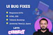 fix frontend bugs, UI bugs, html css bugs, responsive bugs