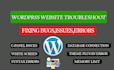 troubleshoot wordpress website or fix issues errors and bugs