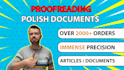 proofread and edit polish documents, check fix mistakes