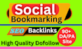 create manually 250 social bookmarking high PR da 90 backlinks