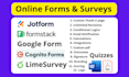 create online forms surveys jotform, formstack, limesurvey, google form, cognito