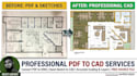 convert PDF, image, or hand sketch to editable cad dwg floor plan