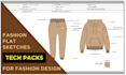 create fashion flat sketch and techpack