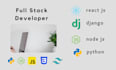 be your full stack web developer using react, node js and python