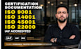 provide iso 9001, 14001, 45001, 22000 certification