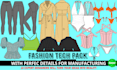 do garments flat sketches, tech packs for fashion design