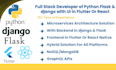 develop mobile apps backend in python django, flask with UI in flutter or react