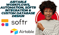 build airtable database, automation, and softr or glide client portal