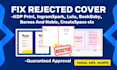 fix rejected error, modify, resize, edit book cover, ebook, ingramspark, lulu