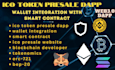ico token presale dapp, wallet integration, smart contract on frontend
