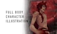 draw a full body character illustration with a detailed background