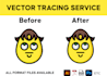 vector tracing logo, image, sketch, raster convert to vectorize