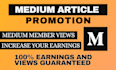 do medium article promotion to increase your earnings, viral medium promotion