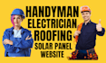 handyman website, plumber, roofing, electrician, construction, home services