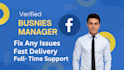 fix and provide facebook business manager with profile