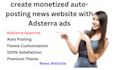 create monetized autoposting news website with adsterra ads