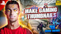 create a professional gaming, video, vlogs thumbnail for youtube