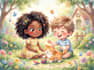do children story book illustration watercolor