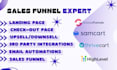 build a sales funnel, advertorial page, and checkout using funnelish or ghl