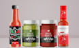 do sauce labels, spice labels, salsa, seasoning, jar, honey, dips, and peppers