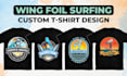 design custom wing foil surfing tshirt