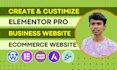customize ecommerce website, responsive website, using elementor pro