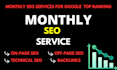 complete monthly SEO service package for google top ranking