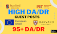 publish article and build premium guest post backlinks and index