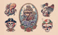 do illustration with old school or traditional tattoo design