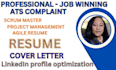 write a scrum master resume, project management, resume