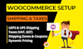 setup, fix woocommerce shipping,taxes,usps,ups and payment integration api