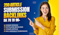 post 250 unique domain article submission high da 70 plus contextual backlinks